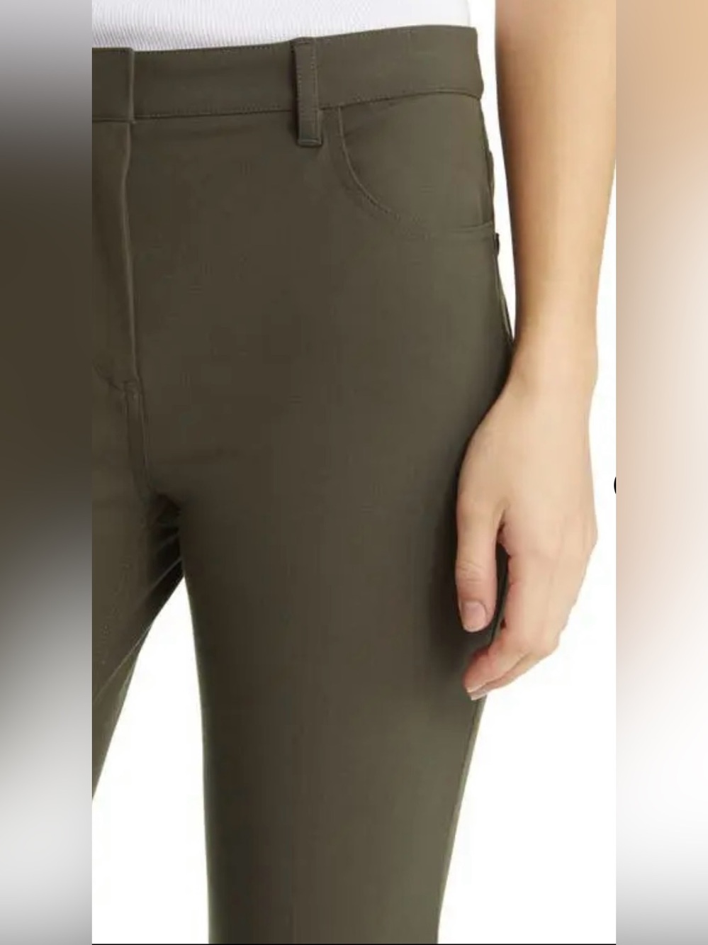 Theory Cropped Kick Flare Pants Olive Green Women’s Size 6 - Picture 5 of 11